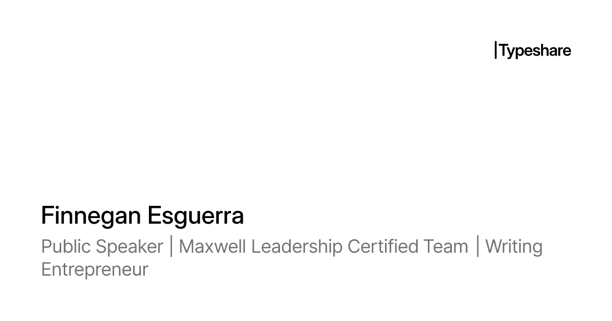 Finnegan Esguerra | Typeshare